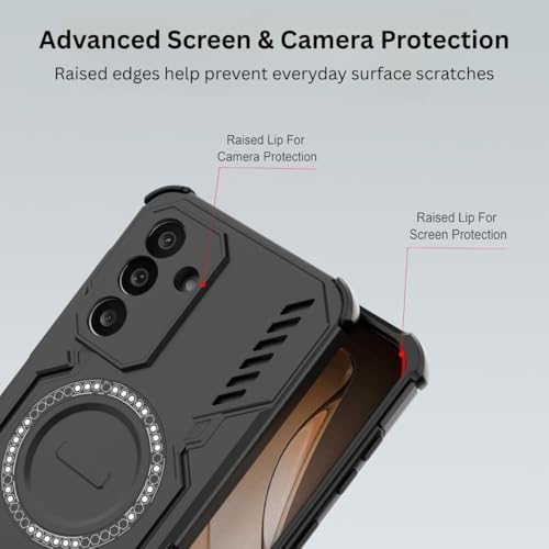 Image of Back Cover Case for Samsung Galaxy M56 5G | 360 Protection Mobile Phone Case | Mag-Safe | Camera Protection | Samsung Galaxy M56 Back Cover | Samsung Galaxy M 56 5+G - Black TPU + PC