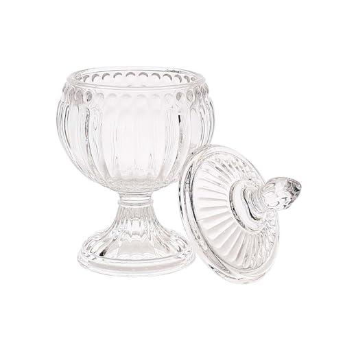 Home Deco Factory - KA6234 Bonbonnière Ronde sur Pied en Verre Transparent - Conçu pour Conservation de Douceurs - Conçue pour Décoration - Hauteur 15 cm -...
