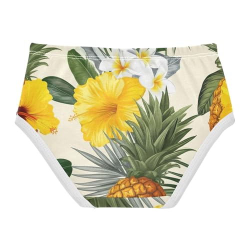 Toddler Girls Underwear 2t Cotton Panties for Girl Stylish Briefs Underpants Yellow Hibiscus Flowers Pineapple2