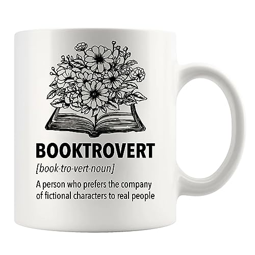 Panvola Booktrovert Tazza in ceramica divertente per amanti dei libri, idea regalo per donne, uomini, sorella, fidanzata, moglie, marito, fidanzato, papà, mamma, divertente, in ceramica, 325 ml,