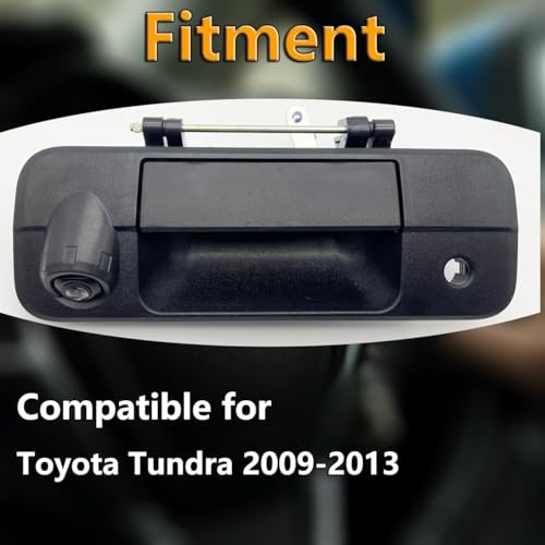 Image of Cheriezing Rear Tailgate Handle with Backup Camera Compatible with Toyota Tundra 2009 2010 2011 2012 2013 RCA Plug, Textured Black Tailgate Reversing Rear View Park Assist Camera