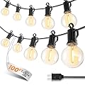 SmartDawn Outdoor String Patio Lights, 100FT 100 LED Patio Lights Waterproof, Connectable Shatterproof Hanging Outside String Light for Backyard, Porch, Deck, Balcony, Garden, House Decor, 2200K