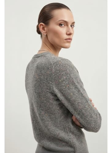 Image of JENNIE LIU Women's 100% Pure Cashmere Crew Neck Sweater, Tight Knit Cozy Soft Hand Washable Long Sleeve Pullover