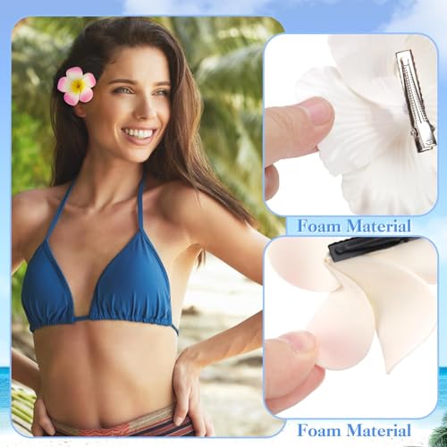 10 pinzas de pelo con flores hawaianas plumeria miniatura 3