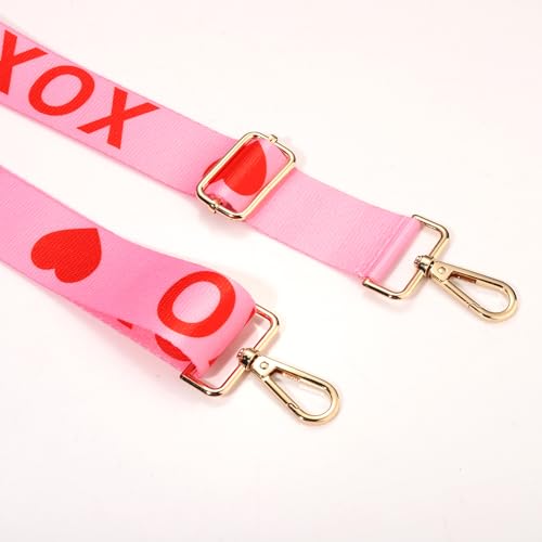Image of Valentine's Day Purse Strap Replacement Red Pink Heart XOXO Bag Strap Conversation Heart Crossbody Purse Strap Valentine's Day Accessories Gifts (Style A)