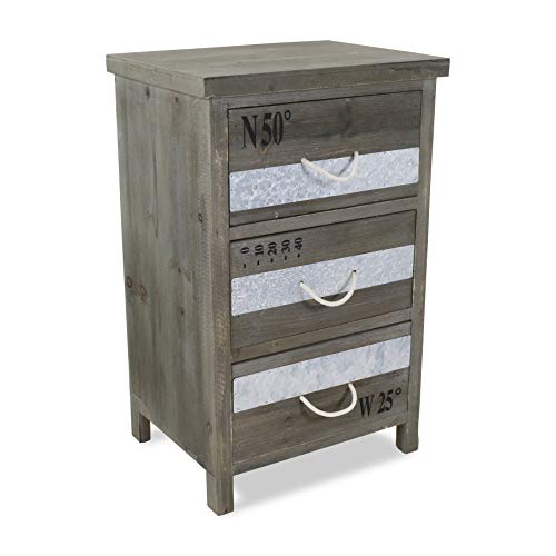Cheung's Fp-4123 Wooden Cabinet With 3 Drawers And Rope Handles, Light Brown, Silver #TOP1