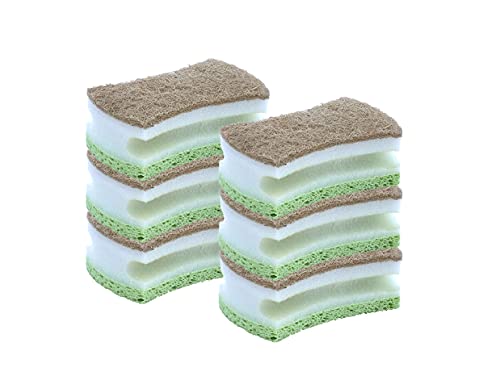Image of Superio Non-Scratch Natural Sisal Cellulose Scrub Sponge Eco-Friendly Sisal Scouring Sponge with Comfortable Grip, Good for Non-Stick Cookware, Kitchen Scrubbing, Sink Scrubber (Pack of 6)