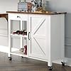 Kitchen Island Cart on Wheels Kitchen Island with Storage Drawer and Adjustable Shelf Rolling Kitchen Island Cart with Wood Countertop and Lockable Wheels Island Table with Barn Door for Kitchen White