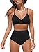 NLAND Costume da Bagno Donna Due Pezzi a Vita Alta Increspato Scollo a V Sexy...