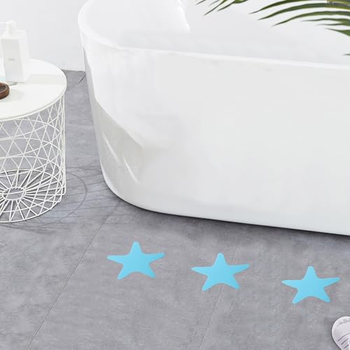 Pegatinas antideslizantes para ducha Operitacx: 40 piezas azules de PEVA con formas para baño 7