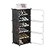 Wąski regał na buty, 6 poziomów, tworzywo sztuczne, Withdoor, pyłoszczelny, wyjmowany, 12 par butów, do spania, salonu, 44 x 32 x 96 cm (kolor: czarny)
