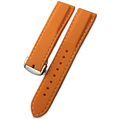 Bracelet montre silicone 22mm anti transpiration orange et blanc