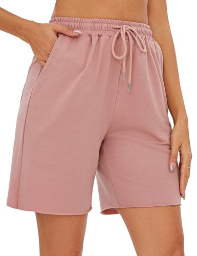 Marvmys Shorts Damen Sommer Bermuda Kurze Sporthose Sportshorts High Waist mit Taschen für Running Gym Fitness