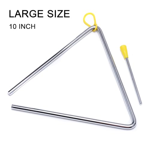 Image of 10 Inch Musical Steel Triangle Percussion Instrument with Striker
