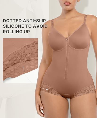 Image of SHAPELLX Faja Body Shaper for Women, Zipper Shapewear Bodysuit