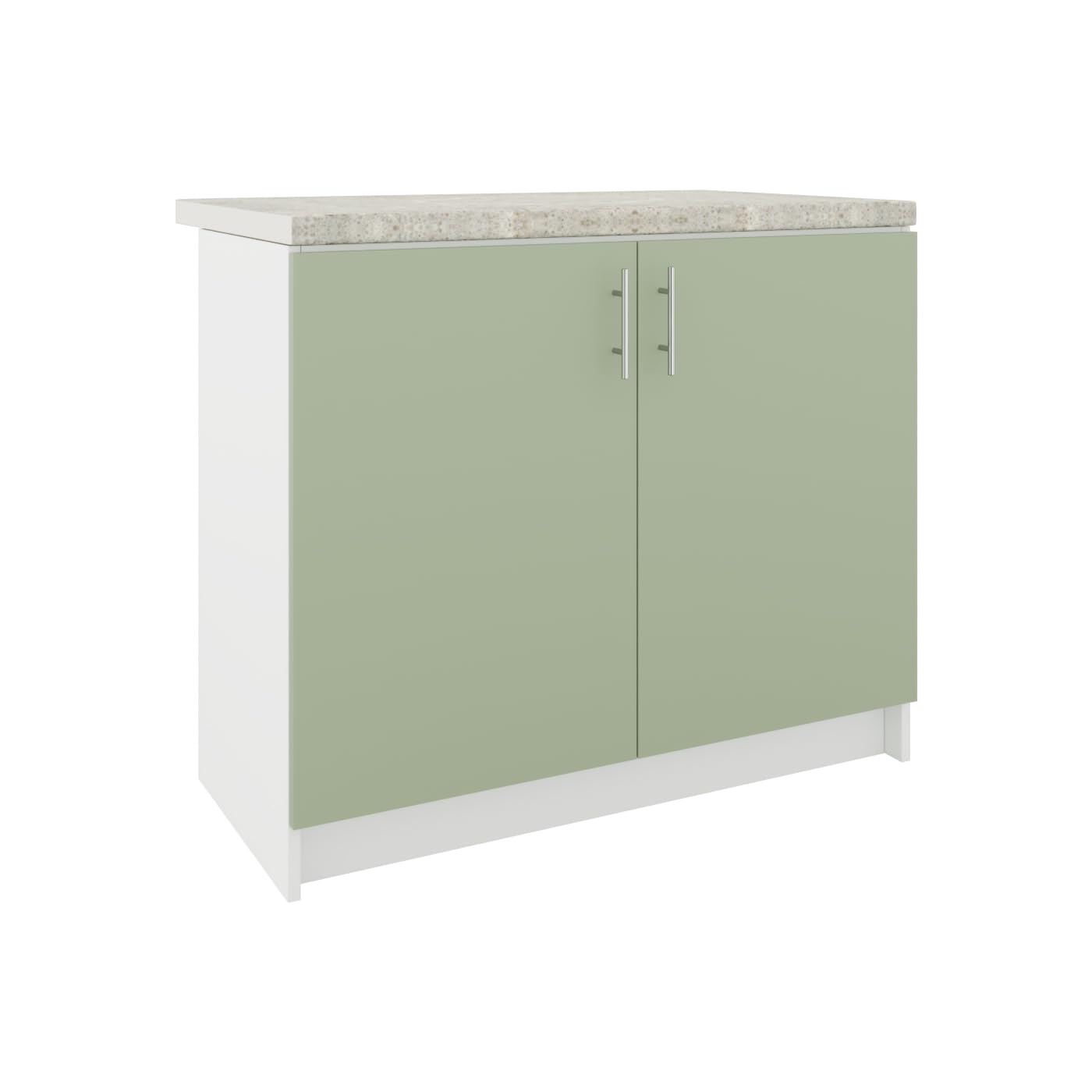 JD Greta Fixed Height 1000mm Kitchen Base Cabinet Floor Unit with 38mm Worktop โ Sage Green Matt