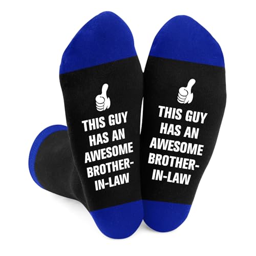 DTUIEUI Mens Cotton Athletic Socks For Brother In Law - Blue Size 6-10 Funny Novelty Socks For Christmas Birthday Graduation Fathers Day Thanksgiving