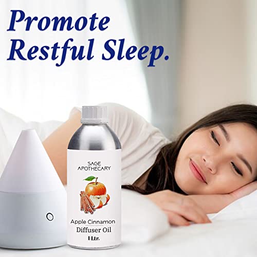 Image of Sage Apothecary Apple Cinnamon Diffuser Oil Natural Aromatherapy Oil for Sleep and Relaxation - 1 L