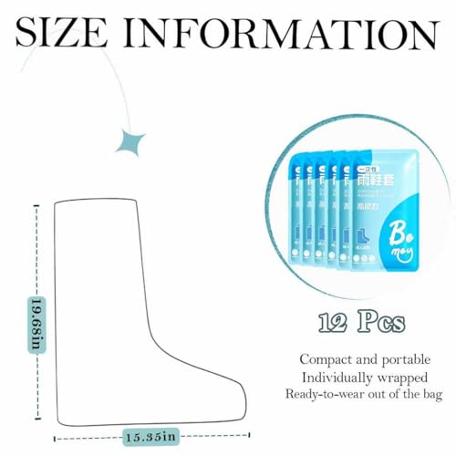 12 Pcs Individually Packaged Long Rain Shoe Covers, Extended Length Clear Adults Shoe Ponchos, Anti-slip Plastic Rain Boot Covers, Perfect for Adults & Disney Trips (Clear Adults L 12Pcs/6Pairs) by Zexfacr - Used condition - Image 8
