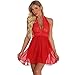 COSWE Moonight Sexy Plus Size Lace Top Babydoll Lingerie for Women (5XL, Red)
