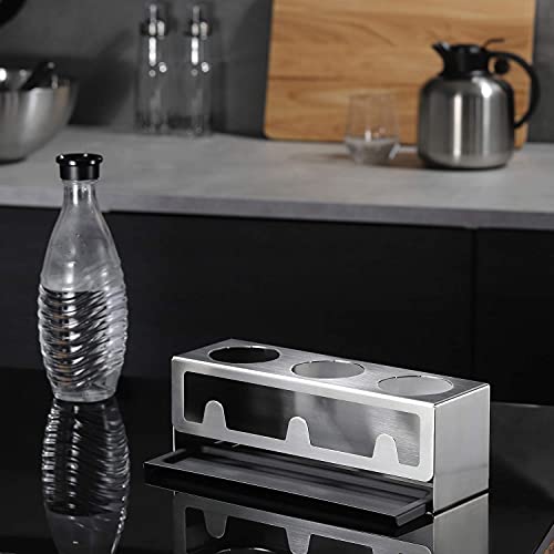 YIGII Flaschenhalter für SodaStream - Premium Abtropfhalter aus Edelstahl Abtropfständer mit Abtropfwanne für 3 SodaStream Crystal | Emil Flaschen 6