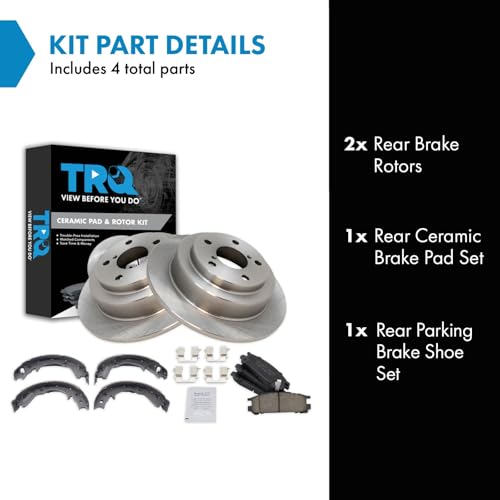 Image of TRQ Rear Ceramic Brake Pad and Rotor Set Compatible with 93-96 Subaru Impreza 98-99 with Rear Disc Brakes with Parking Shoes Models