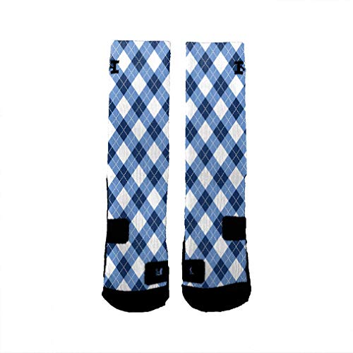 HoopSwagg Brand Athletic Socks North Carolina Argyle Extra-Large