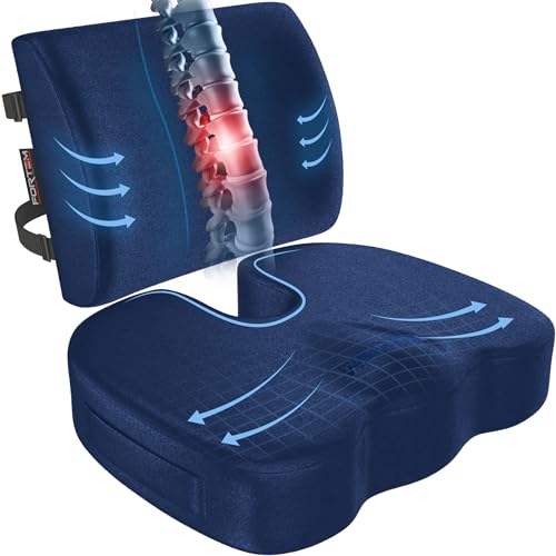 FORTEM Office Chair Cushion and Back Support for Office Chair, Lumbar Support Pillow, Memory Foam,...