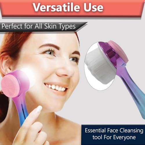 Image of TEMPERIA (1 pcs) 2 in 1 Silicone Face Scrubber Brush for Men & Women - Facial Massager Tool for Cleansing - Exfoliating Brush for Face Wash Scrub (MN01)