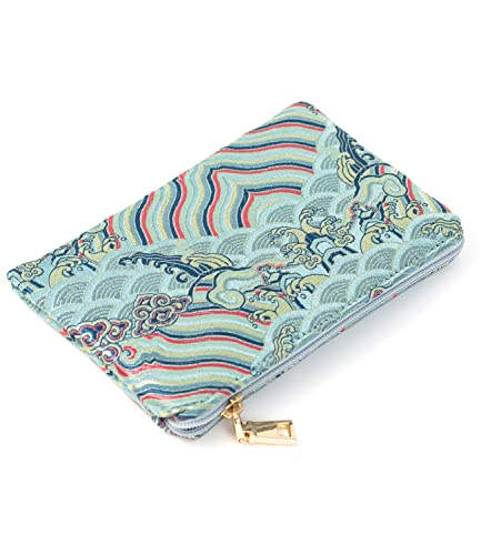 Value Arts Emperor's Robe Silk Damask Light Blue Zipper Coin Purse and Pouch3