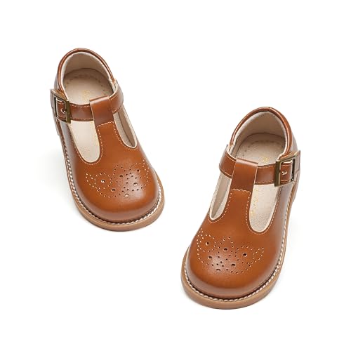 Image of Kiderence Toddler Girl Mary Jane School Uniform Dress Shoes Oxford Flats | Wide Toe Box Great Comfort for Student Shoe and Flower Girl Shoe for Wedding, Parties, Church