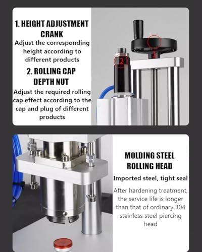 Máquina neumática de sellado de viales, herramienta de tapado de mano para botellas de vidrio y aluminio y plástico, eficiente tapadora de viales de 13 mm