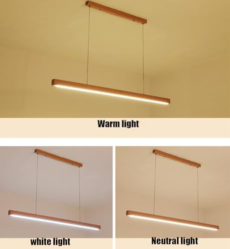 Lampe design LED en bois noble, suspension haut de gamme variable