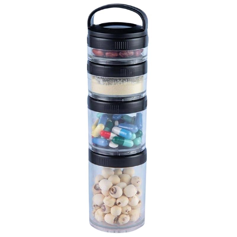 Image of 4-Layer Twist Lock Storage Jars Stackable BPA-Free Formula Container Non-Spill Snack Cup Containers for Milk Powder, Protein, Nuts & Baby Food Portable Travel Storage Jars (1 Pcs)