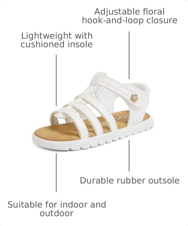 Image of QIY Toddler Girl Sandals Little Kids Summer Dress Shoes Open Toe Flats Princess Sandals for School Beach Party