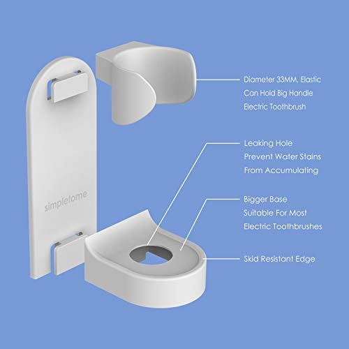 simpletome Adhesive Electric Toothbrush Holder Wall Mounted Tooth Brush Organizer 4 Pack (ABS Plastic)
