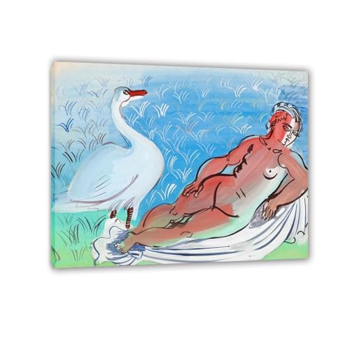 Toile Léda et le cygne de 70x90cm pour sublimer l'ambiance du salon moderne