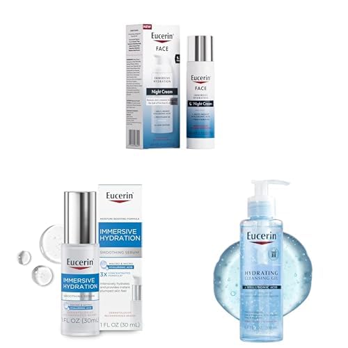 Eucerin Face Immersive Hydration Night Cream Immersive Hydration Smoothing Face Serum Hydrating Cleansing Gel, Daily Face Wash