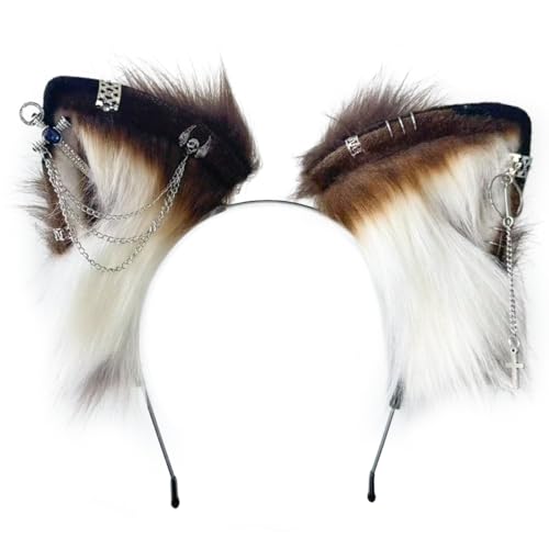 Wzltyrzz Silver Sword Punk Cat Fox Ears Headband, Cosplay Clips WZ-38
