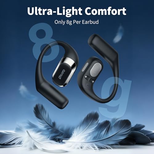 Image of OHAYO Open Ear Headphones,Over Ear Earbuds with Ergonomic Earhook,Bluetooth Headphones 5.4 with Smart Digital Display,40H Playtime,IPX6 Waterproof,Touch Control Operate Fit Cycling,Running,Workout