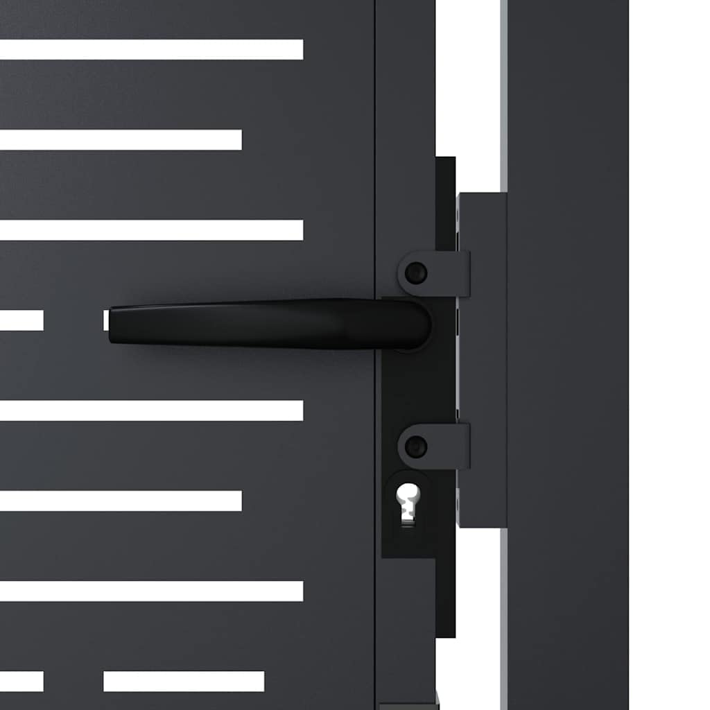 vidaXL Puerta de jardín Acero Gris Antracita diseño Cuadrado 100x75 cm, Puerta de Metal, Puerta Delantera de jardín, Puerta de jardín con Cerradura