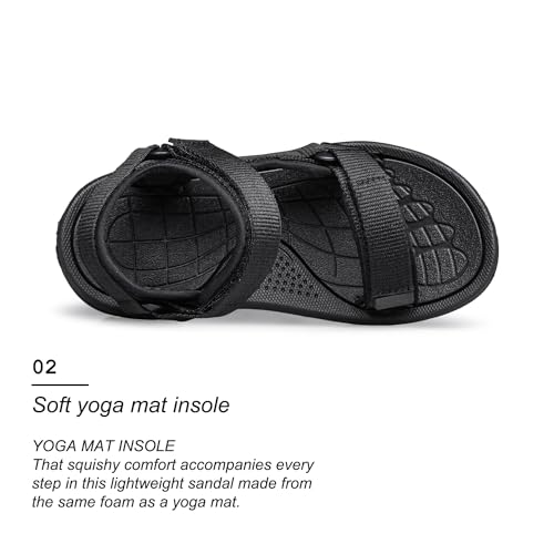 Vibdiv Boys Girls Sandals Open-Toe Summer Outdoor Unisex Child Sport Sandals Athletic Lightweight Black Big Kid Size 2 thumb #4