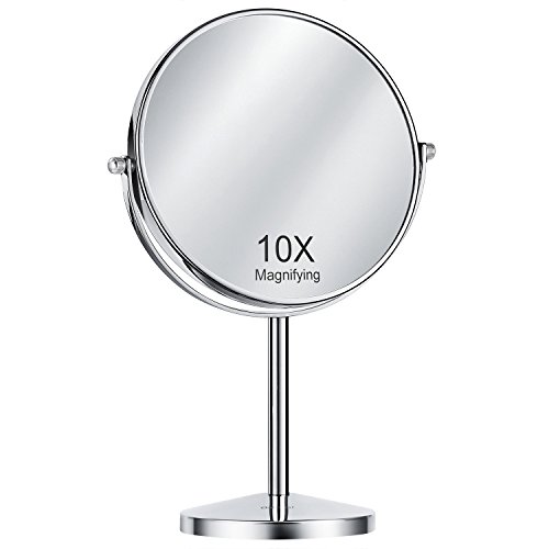 Oak Leaf Magnifying Makeup Mirror, Double-Sided 1x/10X Magnification Tabletop Swivel Vanity Mirror, 8 Inch