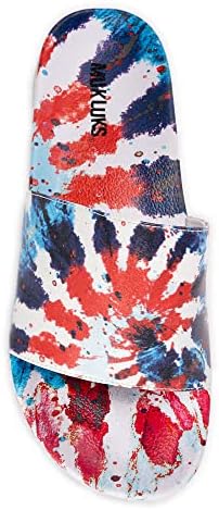 MUK LUKS Men's Pool Limbo Slide Sandal, White Tie Dye, 12-13 | Image 1