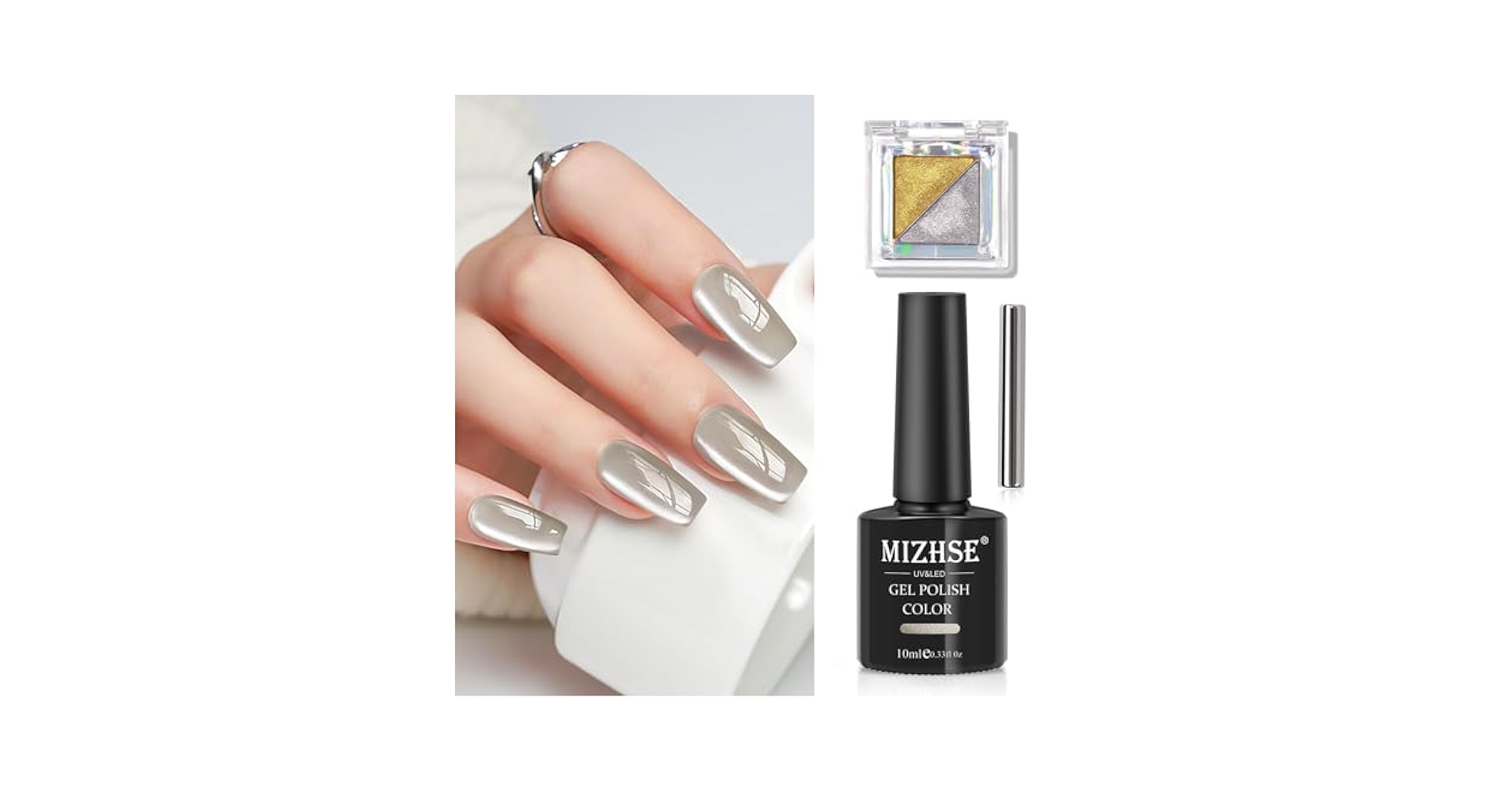 Amazon.com: MIZHSE Cat Eye Gel Nail Polish: Grey Magnetic