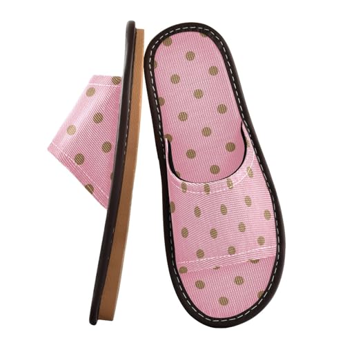 Polka Dots Bright Pink Mid Century Modern Breathable Cozy Home Beach Non Slip Sandals Bathroom2