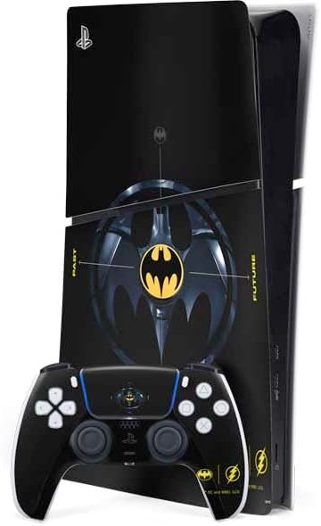 Skinit Decal Gaming Skin Compatible with PS5 Slim Digital Edition Bundle - Officially Licensed DC Comics The Flash Movie: Batman Multiverse Logos Design