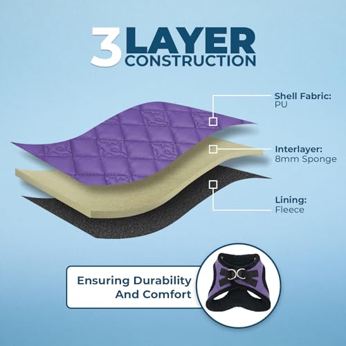 Image of Best Pet Supplies - All Weather Plush, Reflective, No Pull Harness for Small, Medium Dogs, Cats - Secure with Hook & Loop Fastener, Buckle, Double D-Rings - Purple Faux Leather, XS