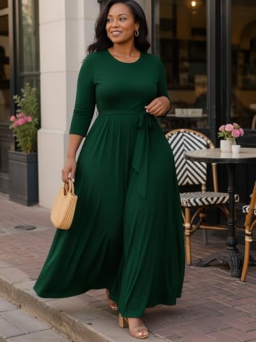 Image of Casual Maxi Dress for Women 3 /4 Sleeve with Pockets