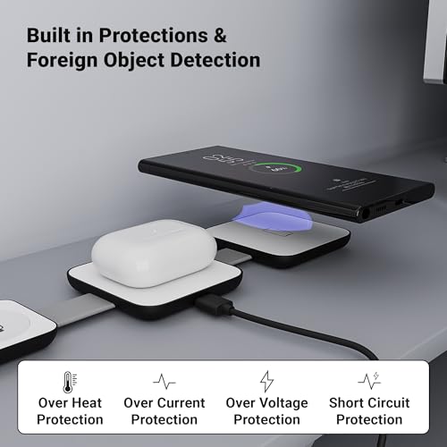 Image of Zebronics 3 in 1 Wireless Foldable Charging Pad, 23W Output, MagSafe Compatible, Fast Charging, Built-in Protection, FOD, 1m Type-C Cable, for iPhone 16 /15 /14 /13 /12 Series (MagBoost 20, Matt Black)